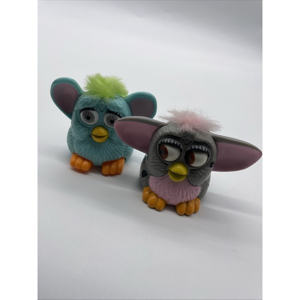 Vtg‎ 1998 McDonald's Blue & Green / Gray /pink Furby's Happy Meal Toy 90s Retro